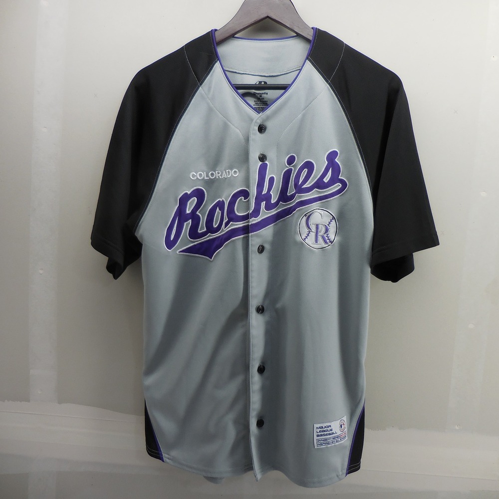 Dynasty‎ Colorado Rockies MLB Baseball Jersey Grey Black Mens Medium 2034